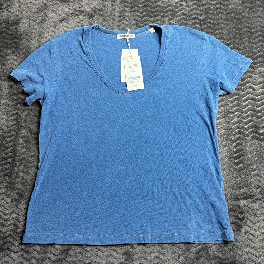 Buck Mason M017 Indigo Dipped Jersey Easy V-Neck Size Medium NWT